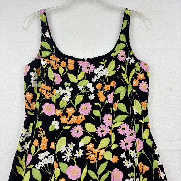 Sigrid Olsen Dress Womens Size 4 Black Floral Linen Blend Fully Lined Sleeveless - Picture 3 of 12